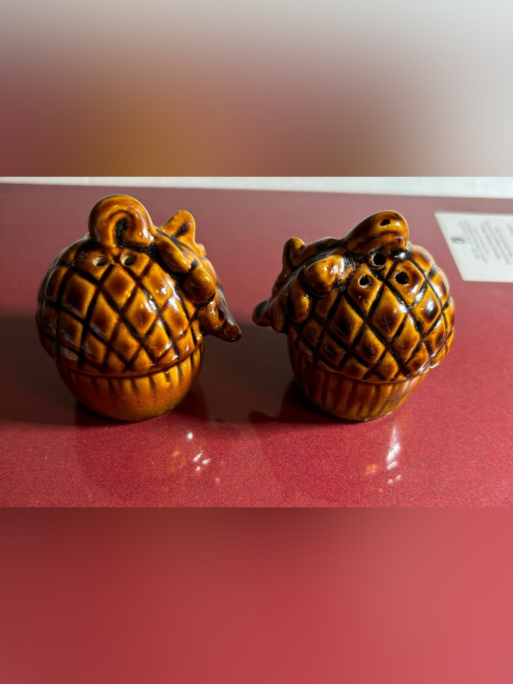 Vintage Acorn Salt And Pepper Shakers
